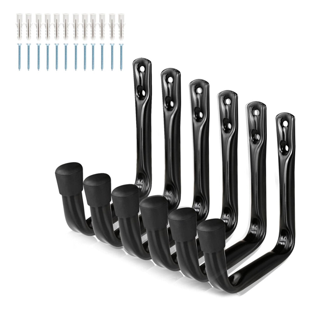 Nonslip Hooks 6-Piece Steel Wall-Mount Storage Organizers For Bicycles Garage Garden Tool Hanger 9067246367848