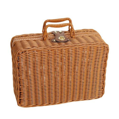 Picknick-Box M, Holzfarbe, Ringgriff, Rattan 1