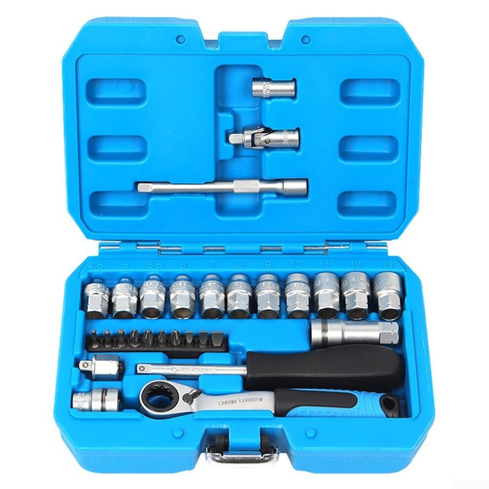 Ratchet Socket Wrench Kit 29Pcs Auto Repair Tool Set With Torque Wrench Chrome Vanadium Ratchet Handle For Home Car 9393856680412