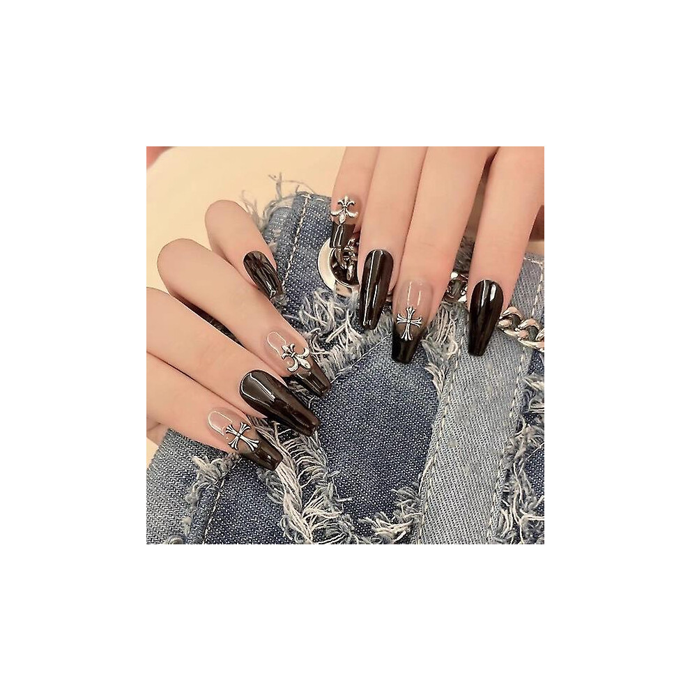 Kikidex (As Show, One Size) Explosive Black Nail Croix Heart Cross Removable Wearable Armor