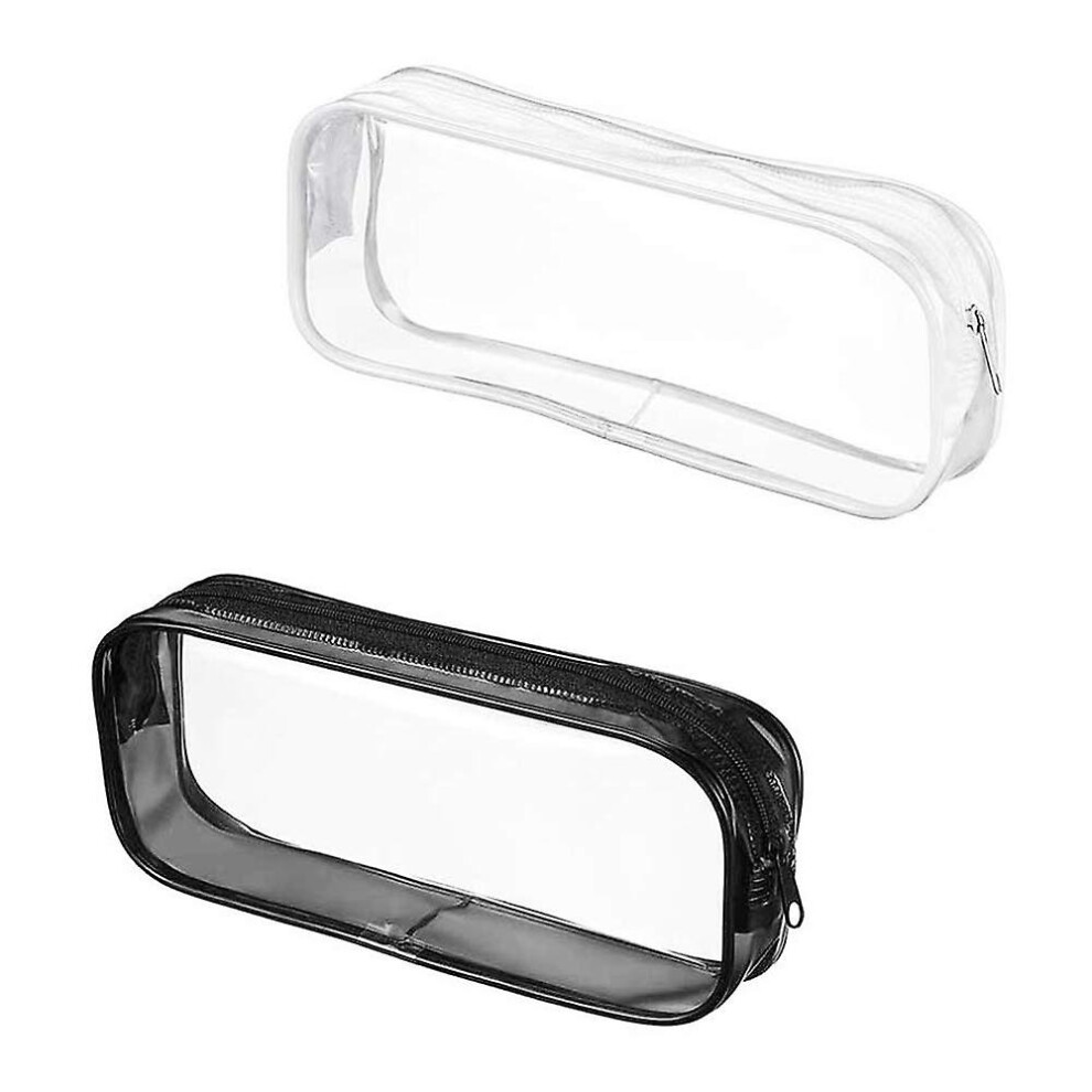 Kikidex (As Show, One Size) 2 Pcs Cosmetic Pouch Bag With Zipper Transparent Waterproof Pvc Pencil Case Large Capacity Toiletry Bags