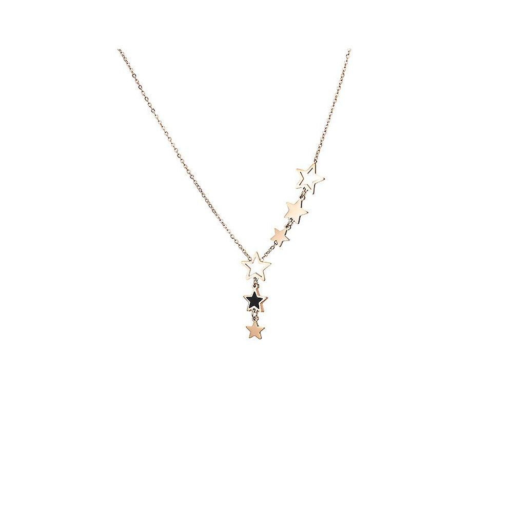 Kikidex (As Show, One Size) Hollow Pentagram Titanium Steel Necklace Women's Clavicle Chain Luxury Fashion Simple Versatile Necklace Light