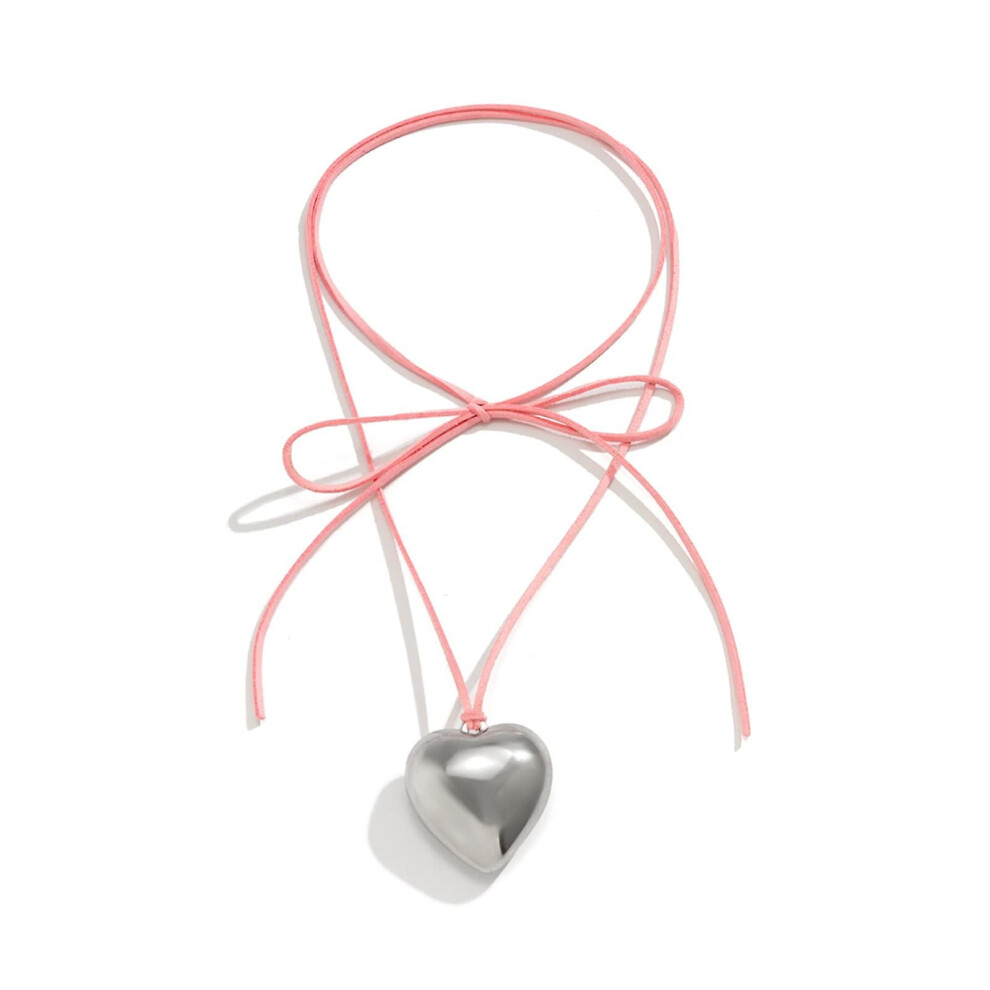 Kikidex (As Show, One Size) Y2k Style Large Heart Pendant Adjustable Velvet Chain Heart Necklace Women Girls Fashion Jewelry Accessories