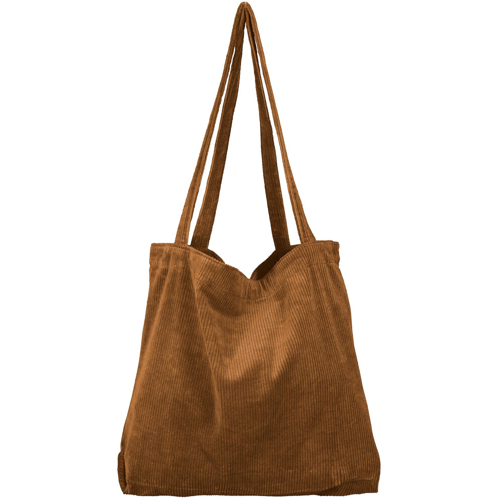 Kikidex (As Show, One Size) Womens Corduroy Tote Bag, Casual Handbags Big Capacity Shoulder Shopping Bag With 2 Pockets(Brown) Brown