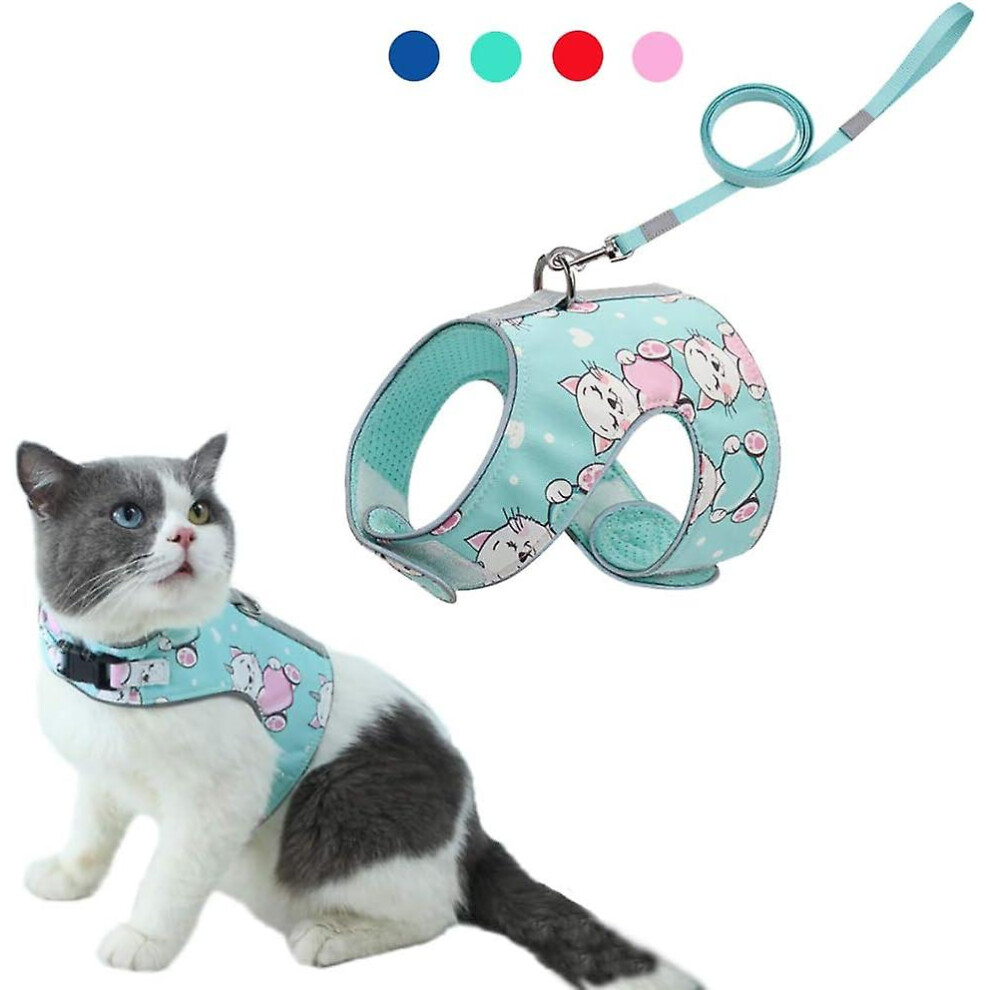 Kikidex (As Show, One Size) Adjustable Leak-Proof Cat Harness And Leash Soft Mesh Harness For Small And Medium Cats Reflective Bandage