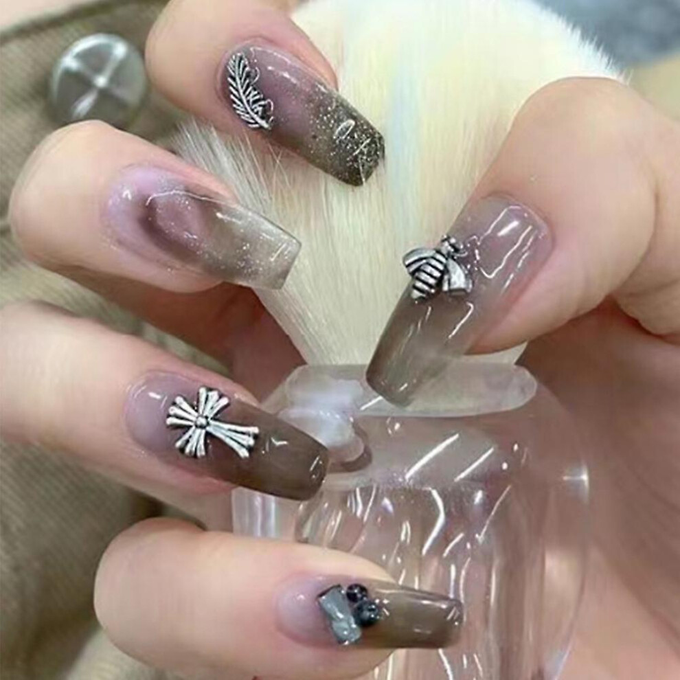 Kikidex (As Show, One Size) Glitter Powder Cross Handmade Armor Feather Jelly Gel Manicure Cross