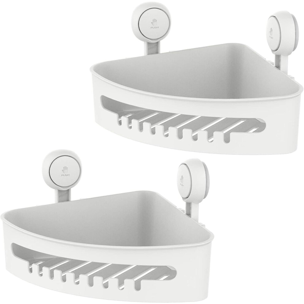 Kikidex (As Show, One Size) 2 Piece Corner Shower Shelf With Suction Cup Stainless Steel Self Adhesive Self Adhesive For Kitchen And Bathroom