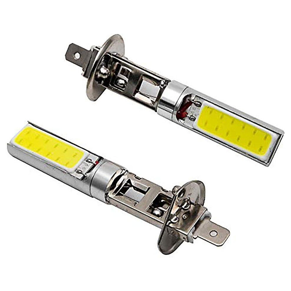 Kikidex (As Show, One Size) H1 Headlight Bulbs, 2Pcs Cob Led Daytime Running Lights, Vehicle Fog Lights, Light White