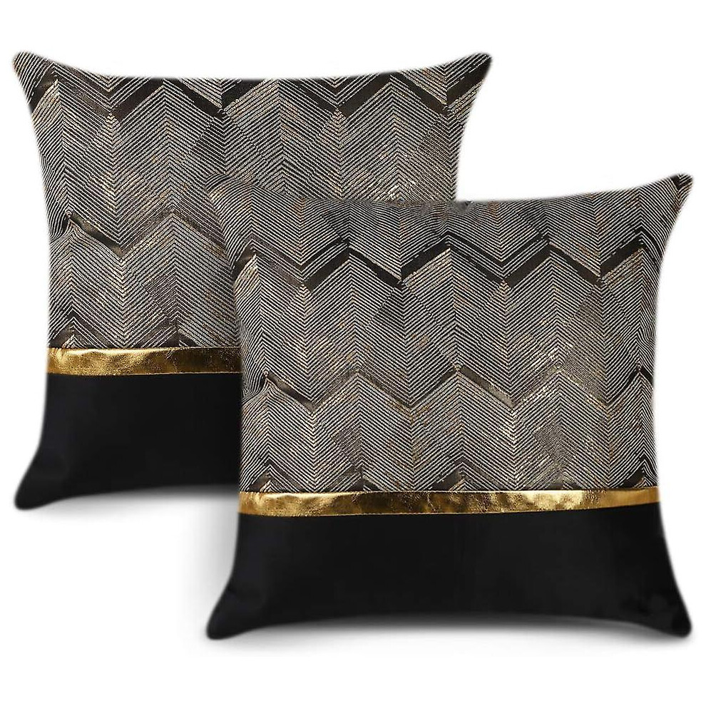Kikidex (As Show, One Size) Set Of 2 Luxury Pillowcases With Simple Gold Wavy Stripes