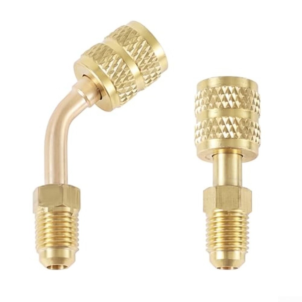 R410a 45 Degree Angle Adapter For 5/16 Sae Female To 1/4 Sae Male, High Durability, Leak Prevention, Hvac Applications 9354506581008