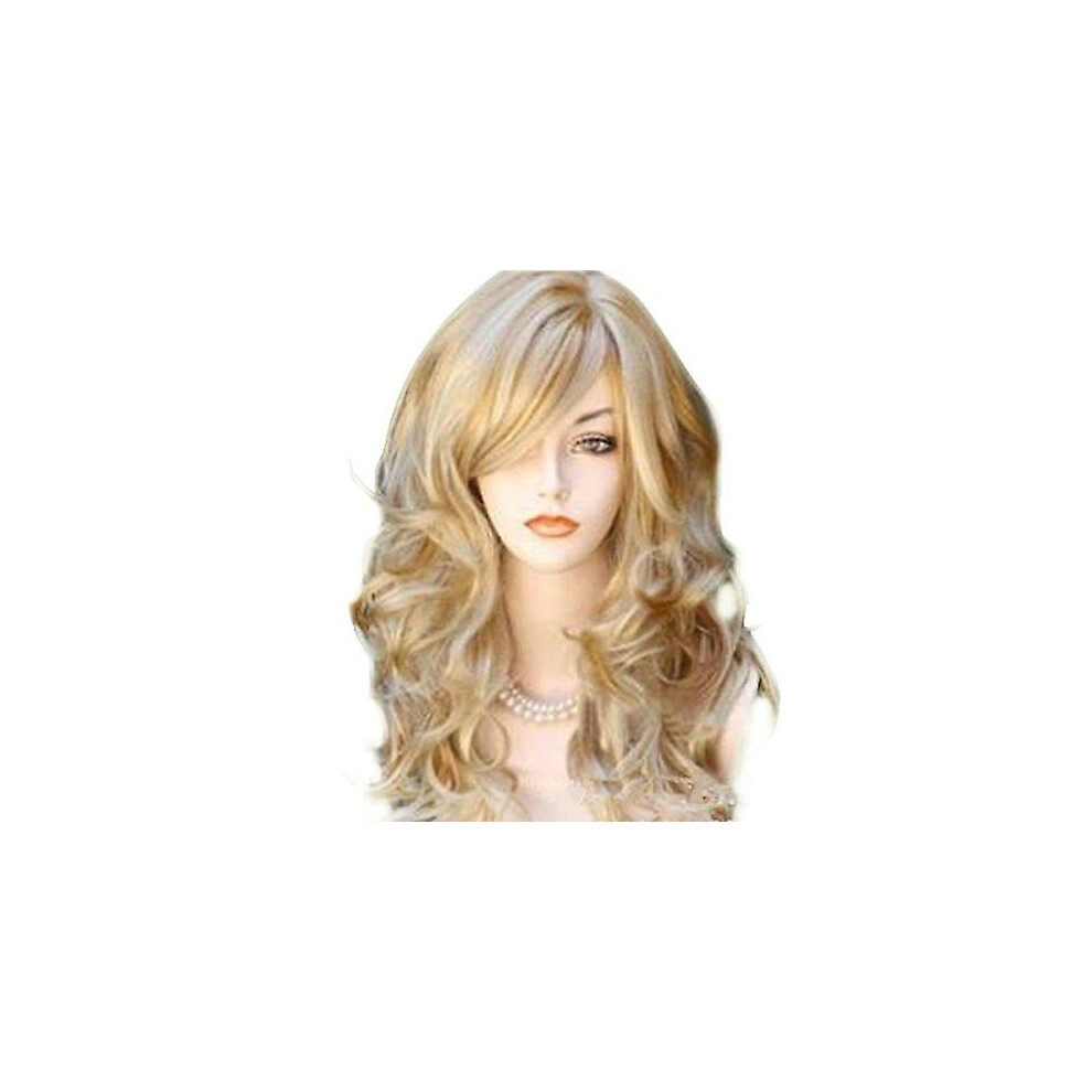Kikidex (As Show, One Size) Sexy Blonde Wavy Wig, Long Bangs Wig For Women
