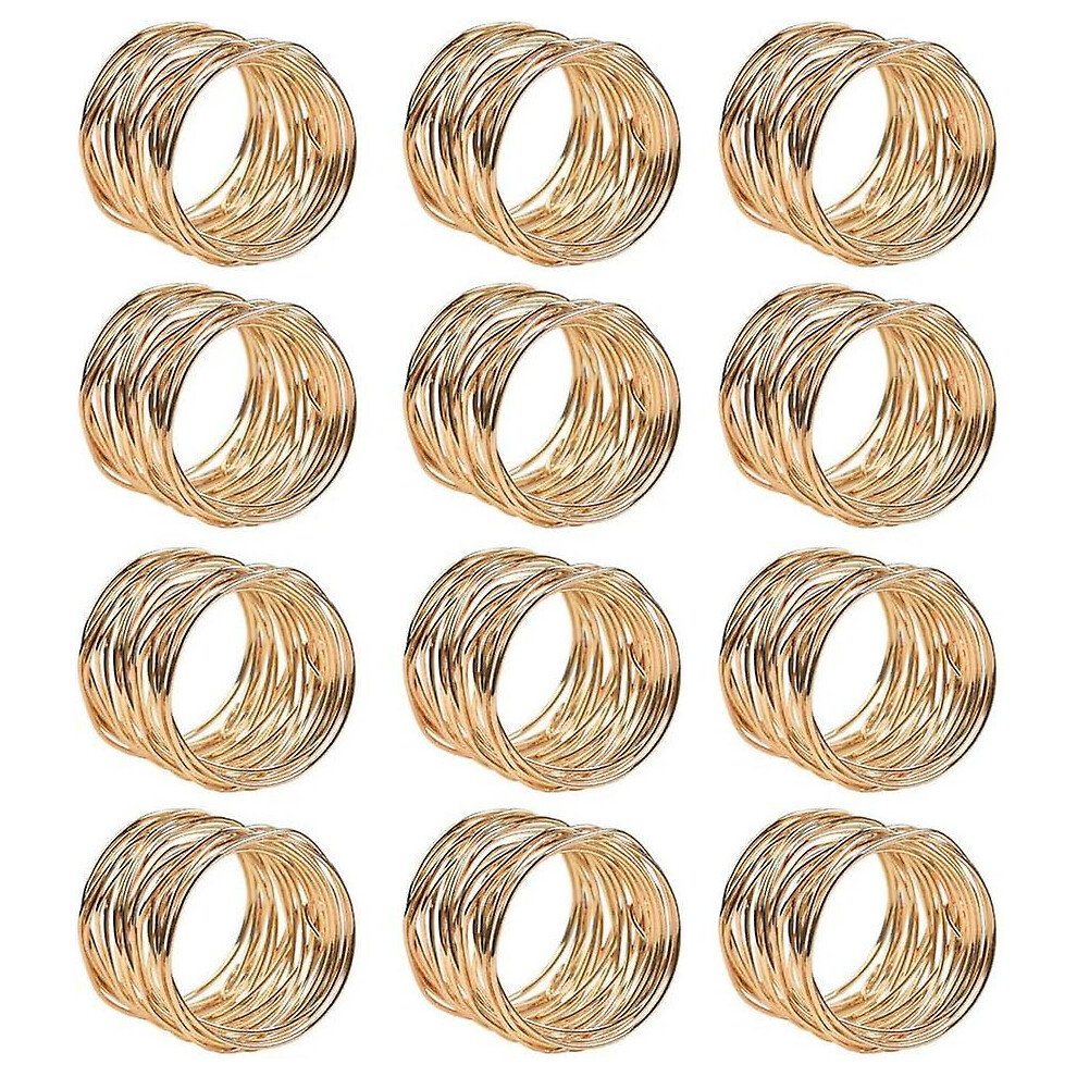 Kikidex (As Show, One Size) Napkin Rings, Tone Mesh Napkin Ring Set (12Pcs) Gold