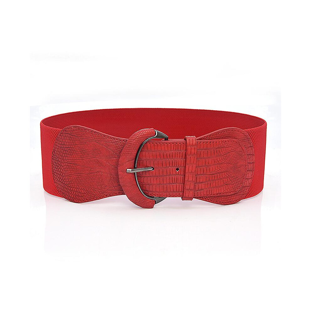 Kikidex (As Show, One Size) Elastic Women's Belt, Wide Adjustable Belt, Faux Leather