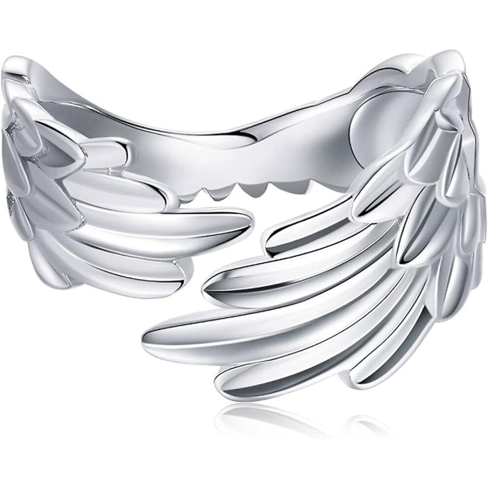 Kikidex (As Show, One Size) Ring With Angel Wings In Sterling Silver, Adjustable Size