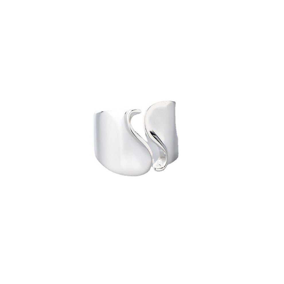 Kikidex (As Show, One Size) Silver Ring, Shiny Wavy Twist Adjustable Ring