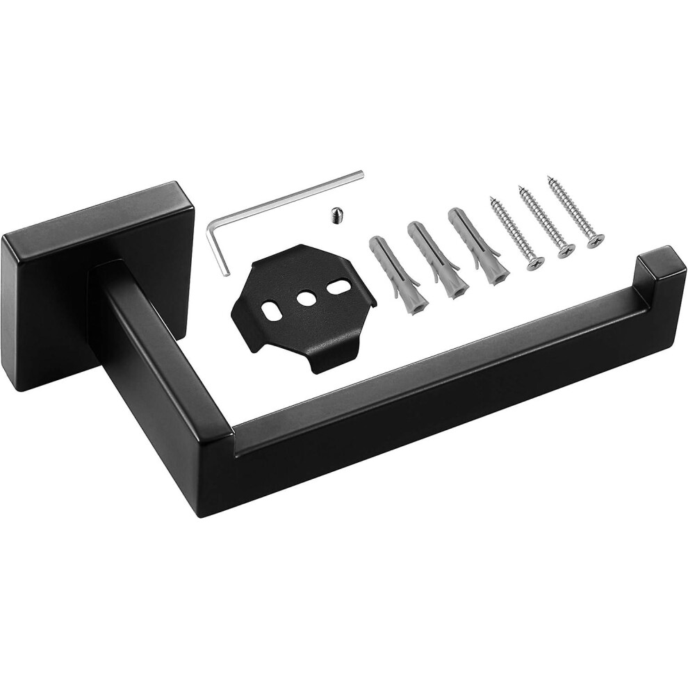 Kikidex (As Show, One Size) Toilet Paper Holder, Stainless Steel Roll Holder Toilet Paper Holder For Bathroom And Kitchen (Square) Black