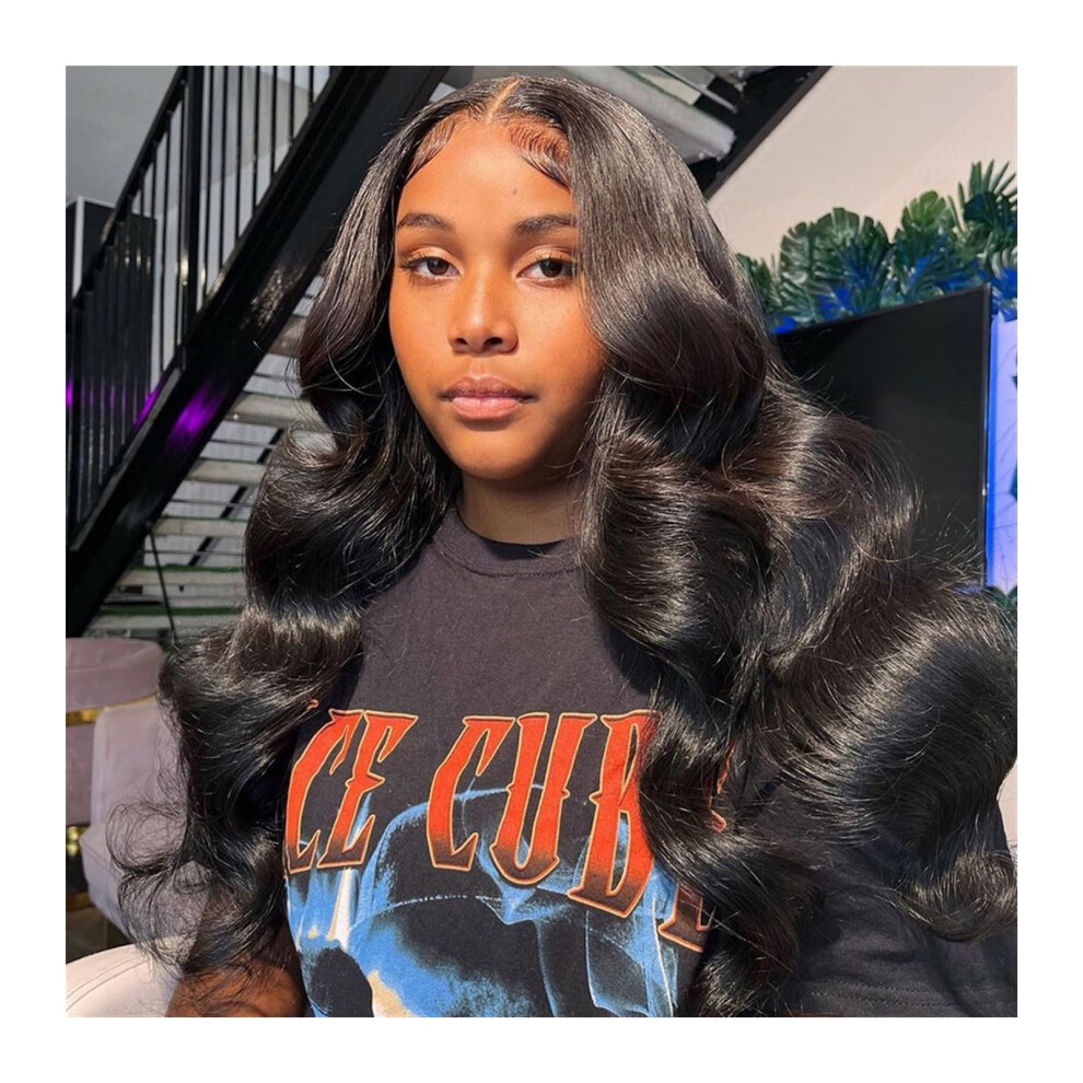 Unisex Wig For Women 30-34 Inch Body Wave Human Hair Lace Wig, 4X4 Lace Closure, 13X4/13X6 Frontal Wig, Deep Wave, 14 Inch