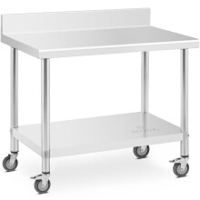 Tavolo da lavoro a parete con bordo su ruote, 1 ripiano, 100 x 60 cm, portata massima 155 kg