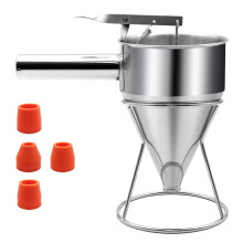 Stainless Steel Pancake Batter Dispenser 1.2L With Stand Funnel Cake Dispenser Heavy-Duty Tool For Cupcakes And Waffles