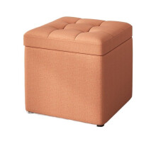 Elegant Storage Ottoman Bench Fabric & Faux Leather Footrest Entryway Shoe Changing Stool Space-Saving Design One Size