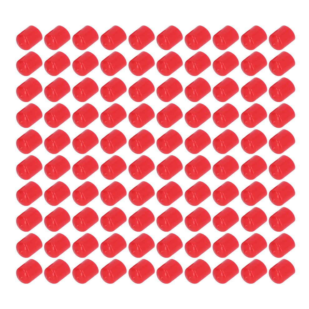 100Pcs Red Pvc Round End Cap Cover, 15Mm Flame Retardant 8721356322890