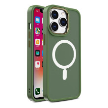 Magnethülle mit MagSafe für iPhone 15 Pro Max, Lanyard-Löcher, grün