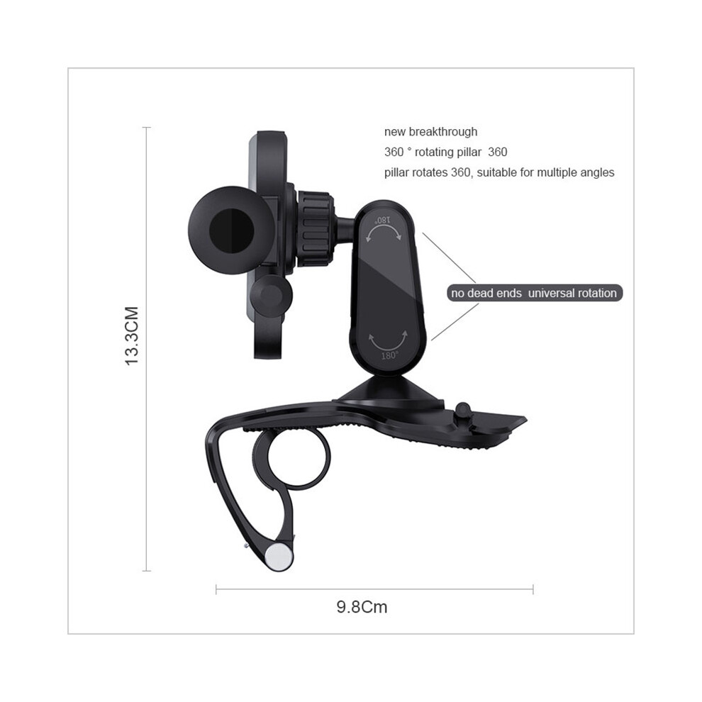 Universal 360 Dashboard Car Phone Mount Holder Abs Silicone Metal Auto Clamp 9361356323672