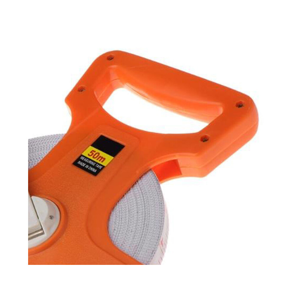 Hand Crank Tape Measure 50M 12.5Mm Fiber Abs Portable Plastic 4611356323710