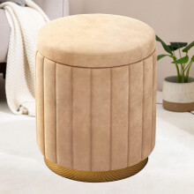 Vanity Stool Removable Lid Ottoman Bench For Bedroom And Living Footrest Pouf Cream Color Modern Furniture C 44 X 34 Cm