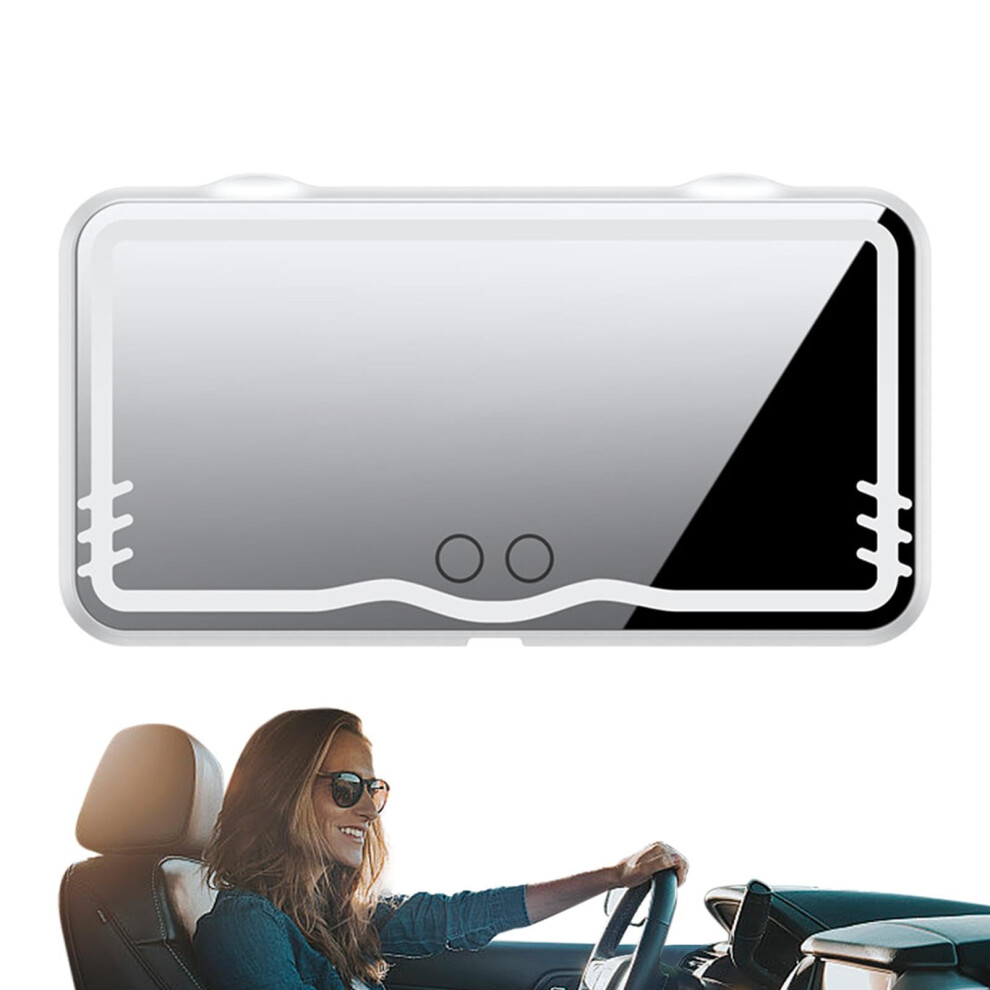 Car Sun Visor Cosmetic Mirror Rechargeable Makeup Mirror With Touch Screen Led Lighting Illuminated Sun Visor White 9393856683116