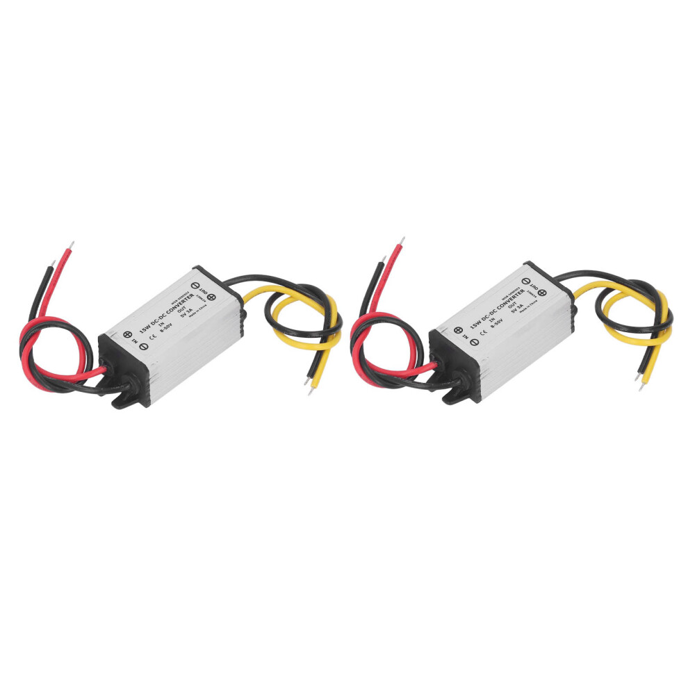 2 Pcs Dc Buck Converter 8-50V To 5V 3A 15W Waterproof Heavy Duty 4001356324563