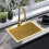 Évier En Acier Liam Brush Gold avec robinet de cuisine 1