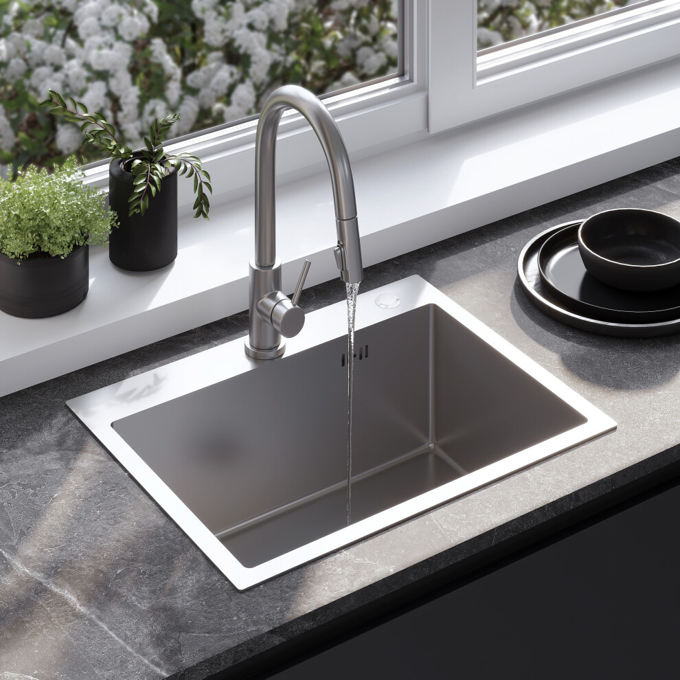 Photos - Kitchen Sink REA Stainless Steel Sink Liam Brush Nickel with kitchen faucet KPL-96006 