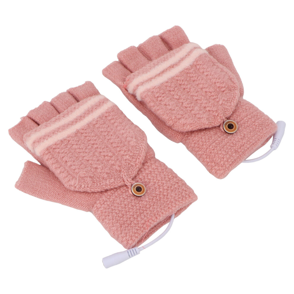 Pink Heated Mitten Gloves Usb Double-Sided Warmth For Winter Cold
