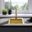 Νεροχύτης Από Μαύρο Ατσάλι Leo 40 Brush Gold ( 45 X 40 X 18.5 ) Cm Με βρύση 3