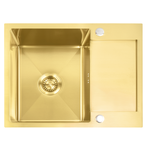 Évier En Acier Paul Brush Gold avec robinet de cuisine 1