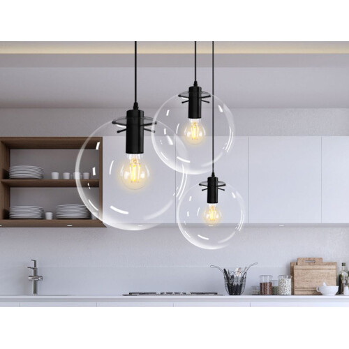 Γυάλινο Κρεμαστό Φωτιστικό Οροφής Lassi 20 Cm APP306-1CP Μαύρο 1