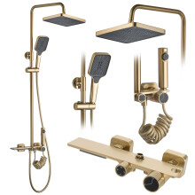 Shower Set Rea Helix Brush Gold