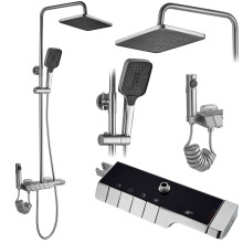 Shower Set With Thermostatic Mixer Rea Rob Nickiel Brush Inox