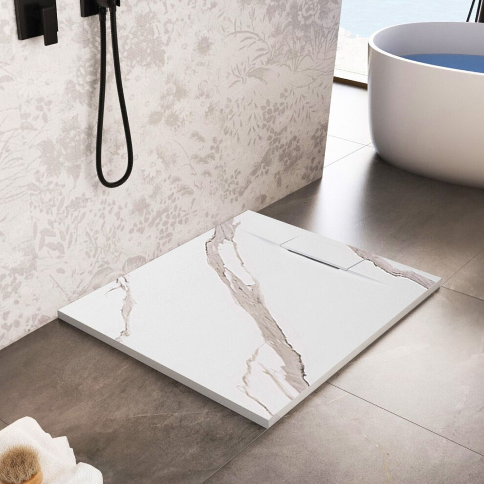 Shower Tray Bazalt Carrara White 90X90 5906366005565