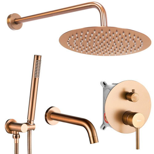 Built-in Shower Set Rea Lungo Copper Brush + Box