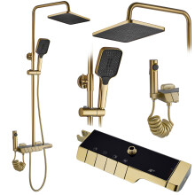 Shower Set With Thermostatic Mixer Rea Rob Gold Brush