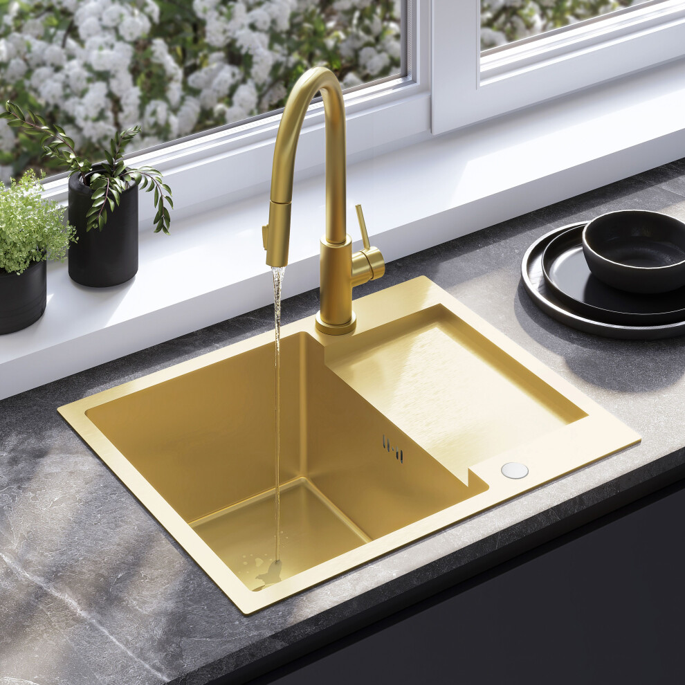 Rea Stainless Steel Sink Paul Brush Without Kitchen Faucet Gold