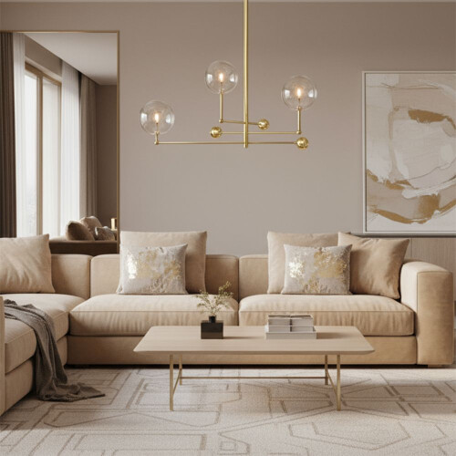 Γυάλινο Κρεμαστό Φωτιστικό Μπάλας 3 Τμχ APP918-3CP Gold 2
