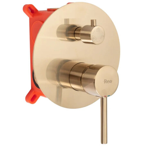 Inbouw Regendoucheset Rea Lungo Gold Brush Met Uitloop + Box 1