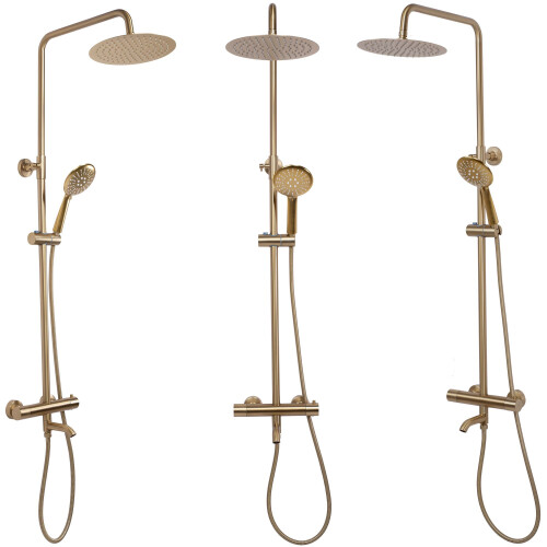 Shower Set With Thermostat Rea Lungo Gold Brush 1
