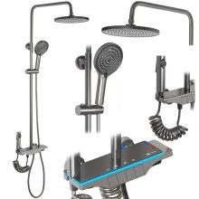 Shower Set Rea Savio Led Titanium