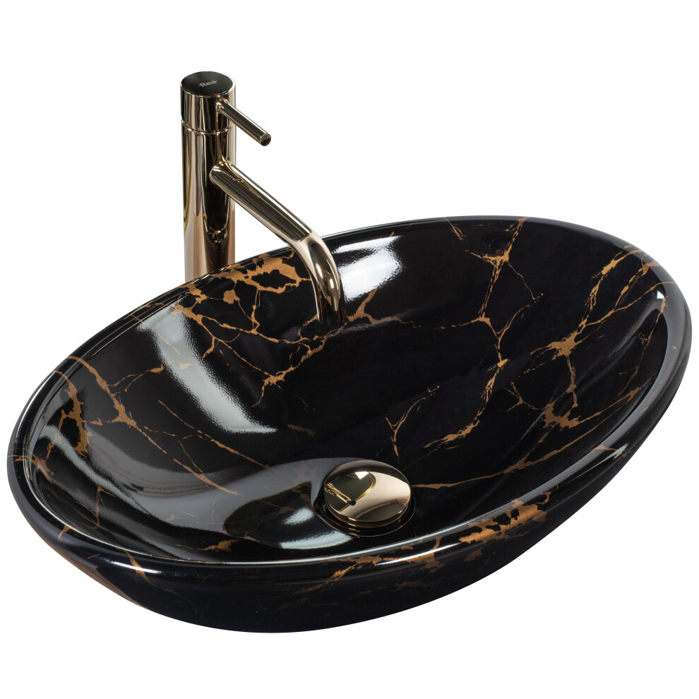 Countertop Basin Rea Pamela Black Marble Shiny 5902557385973