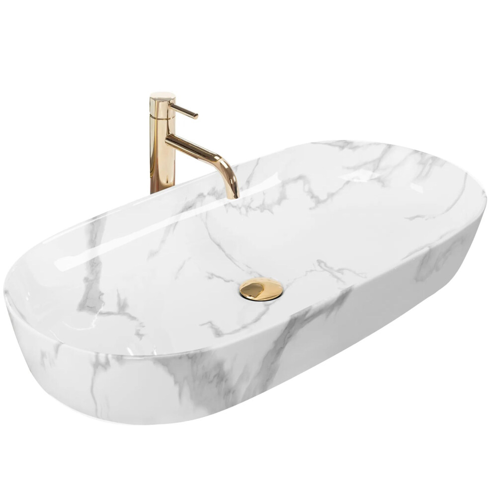 Countertop Basin Rea Cleo 81 Shiny Marmo 5902557366958