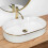 Ceramic Countertop Basin Rea Nadia White Gold Edge 2